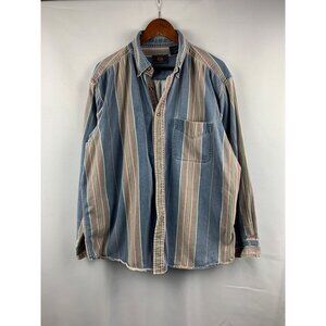Route 66 Vintage Striped Denim Button-Up Shirt XL